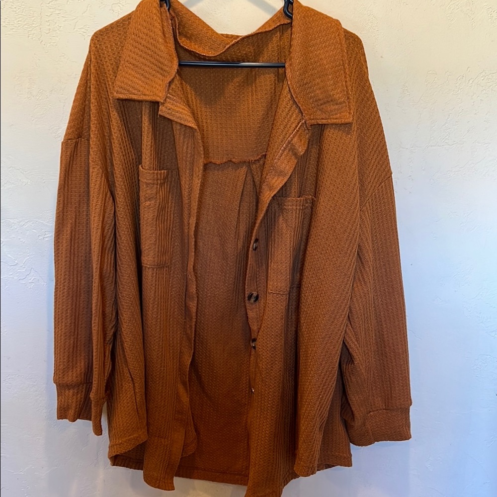 Rust Orange Button-Up Shirt